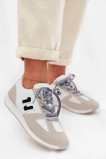 À modalo de tênis Feminino Com decorações Amarrandom cor cinza Henira 2