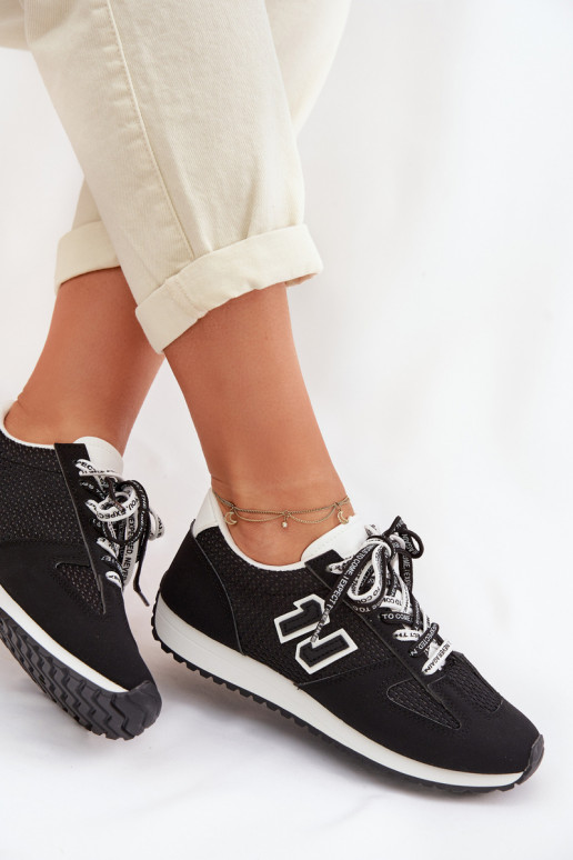 À modalo de tênis Feminino Com decorações Amarrandom cor preta Henira