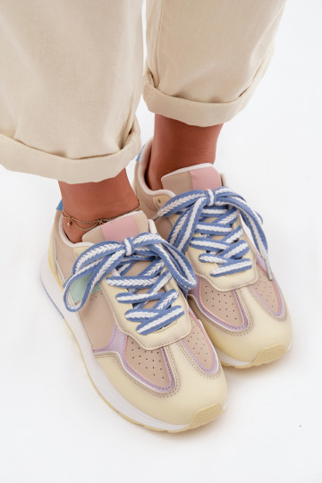 À modalo de tênis Feminino de couro ecológico cor amarela Kelira