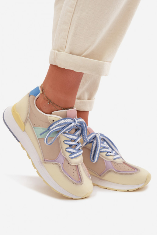 À modalo de tênis Feminino de couro ecológico cor amarela Kelira