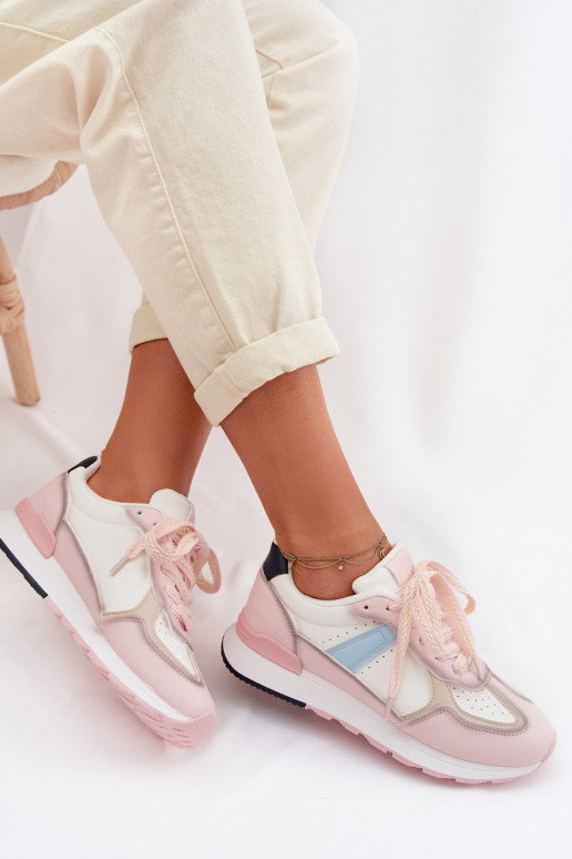 À modalo de tênis Feminino de couro ecológico cor rosa Kelira