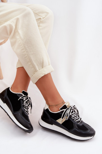 À modalo de tênis Feminino de couro ecológico cor preta Kelira