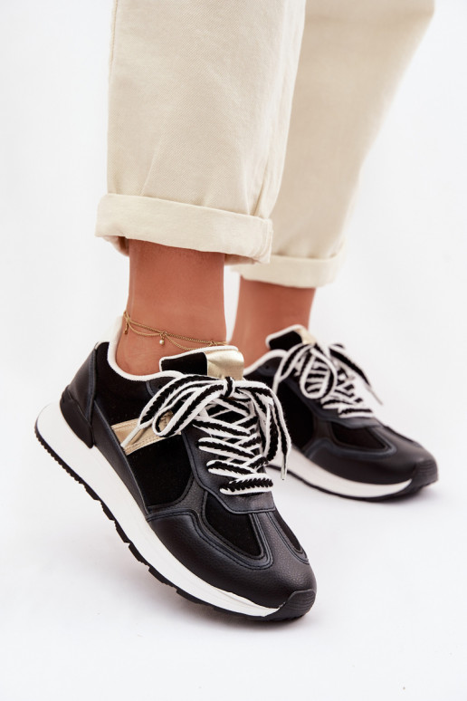 À modalo de tênis Feminino de couro ecológico cor preta Kelira