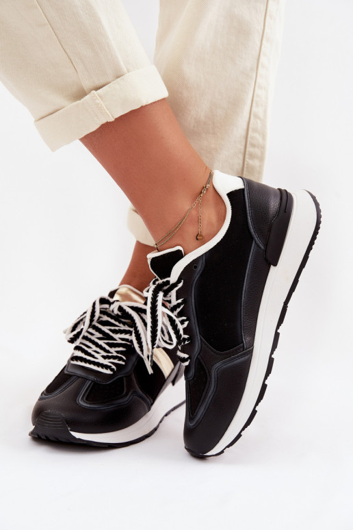 À modalo de tênis Feminino de couro ecológico cor preta Kelira