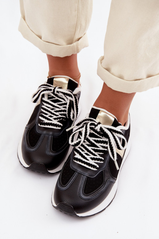 À modalo de tênis Feminino de couro ecológico cor preta Kelira