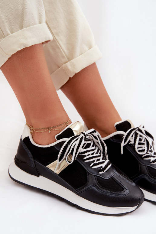 À modalo de tênis Feminino de couro ecológico cor preta Kelira