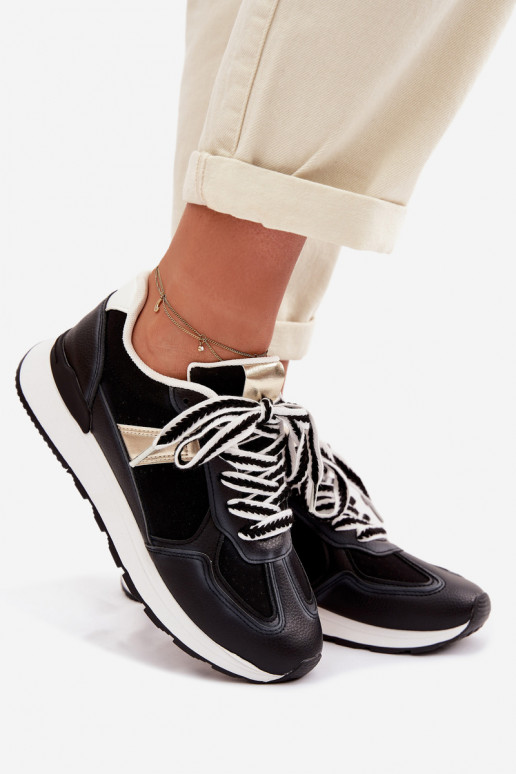 À modalo de tênis Feminino de couro ecológico cor preta Kelira