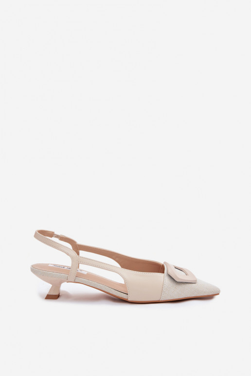 Sandálias femininas De salto baixo Com decorações Detalem bege Camira