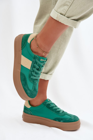 Tênis femininos de camurça de estilo esportivo Big Star TT274163 na cor verde