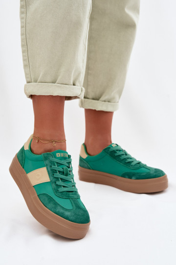 Tênis femininos de camurça de estilo esportivo Big Star TT274163 na cor verde 2