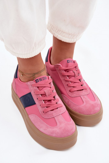 Tênis femininos de camurça de estilo esportivo Big Star TT274164 na cor rosa
