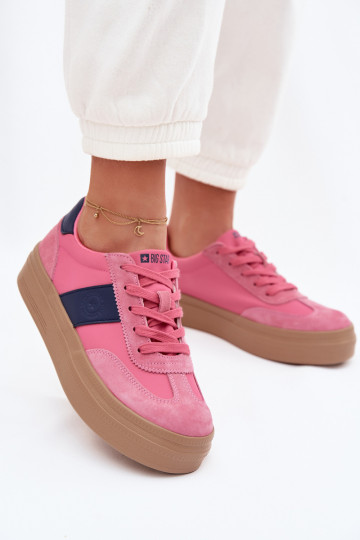 Tênis femininos de camurça de estilo esportivo Big Star TT274164 na cor rosa 2