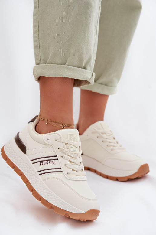 À modalo de tênis Feminino com uma plataforma Big Star TT274881 Hi-Poly System bege