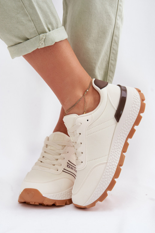 À modalo de tênis Feminino com uma plataforma Big Star TT274881 Hi-Poly System bege