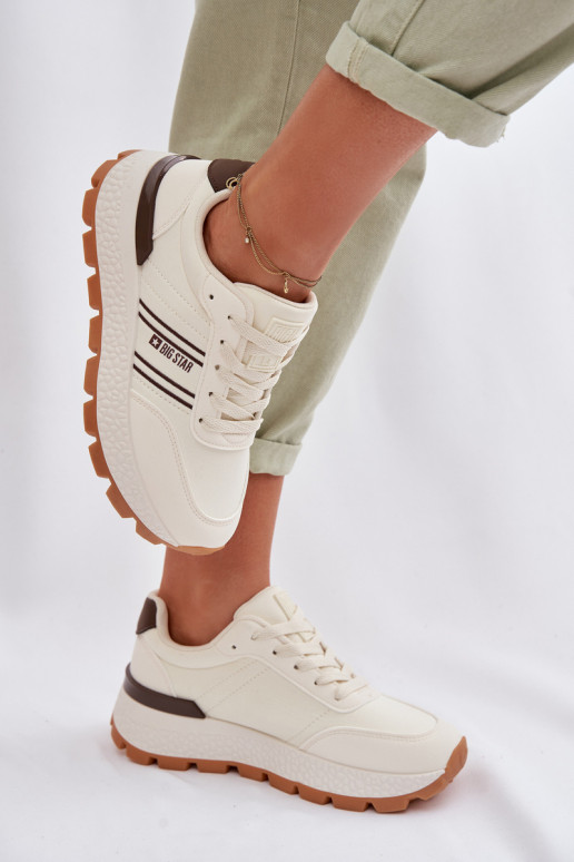 À modalo de tênis Feminino com uma plataforma Big Star TT274881 Hi-Poly System bege