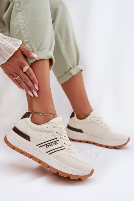 À modalo de tênis Feminino com uma plataforma Big Star TT274881 Hi-Poly System bege