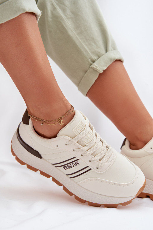 À modalo de tênis Feminino com uma plataforma Big Star TT274881 Hi-Poly System bege