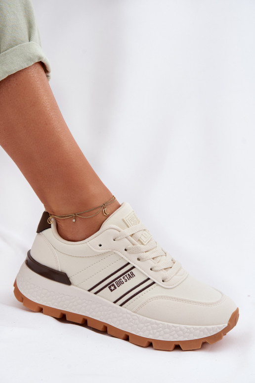 À modalo de tênis Feminino com uma plataforma Big Star TT274881 Hi-Poly System bege