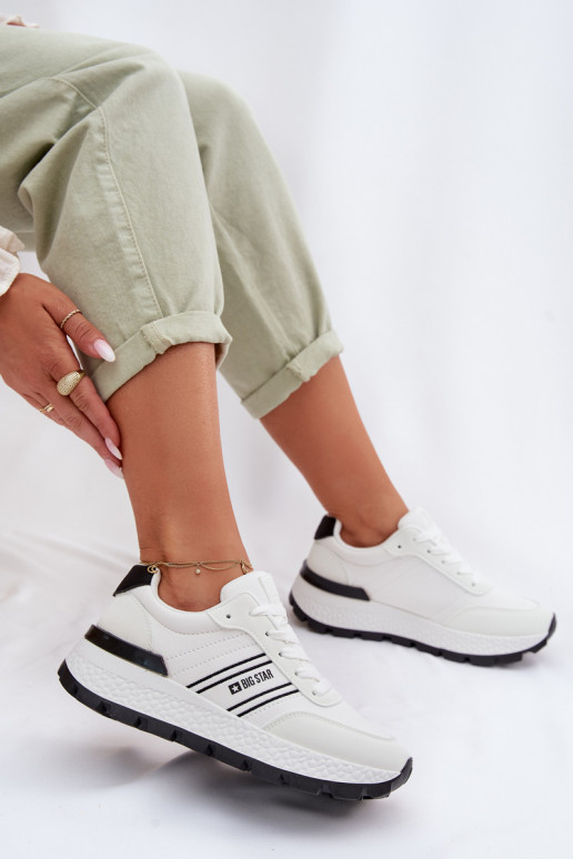 À modalo de tênis Feminino com uma plataforma Big Star TT274882 Hi-Poly System cor branca