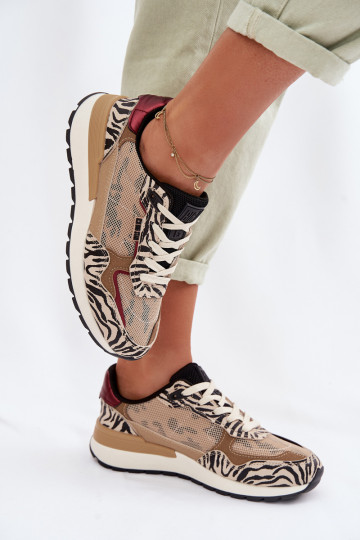 tênis À modalo de tênis Feminino Estampado Big Star TT274333 bege