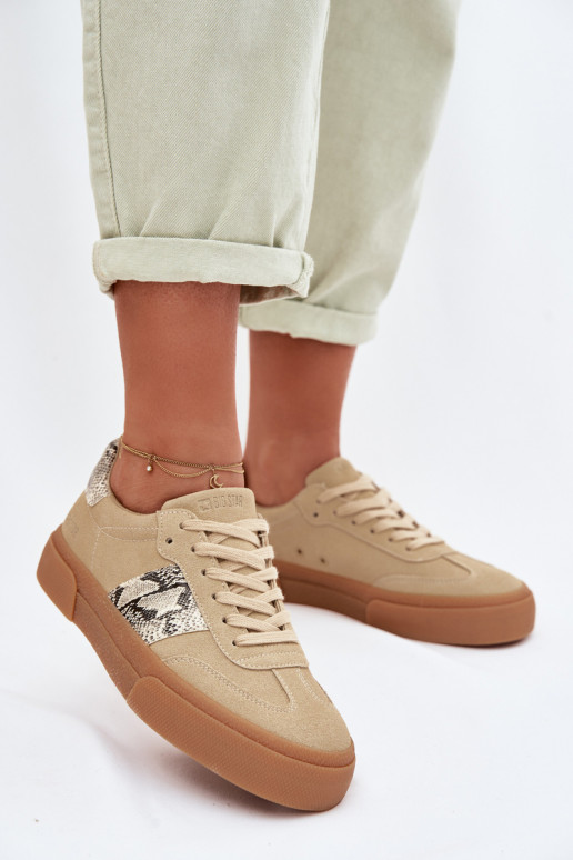 À modalo de tênis Feminino Ze EMstaParakami Pele de cobra Big Star TT274298 bege