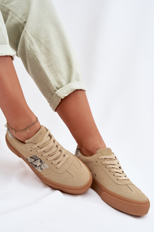 À modalo de tênis Feminino Ze EMstaParakami Pele de cobra Big Star TT274298 bege