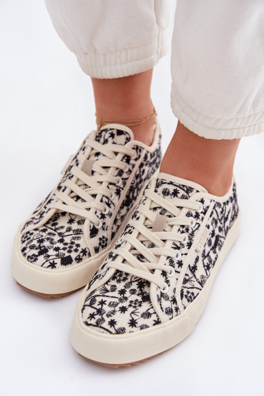 sapatos casuais Tênis Feminino Big Star TT274842 cor de marfim