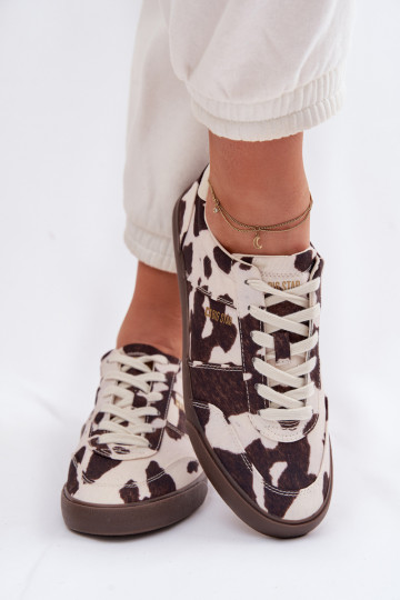 À modalo de tênis Feminino EM Łaty Big Star TT274369 Branco-cor marrom