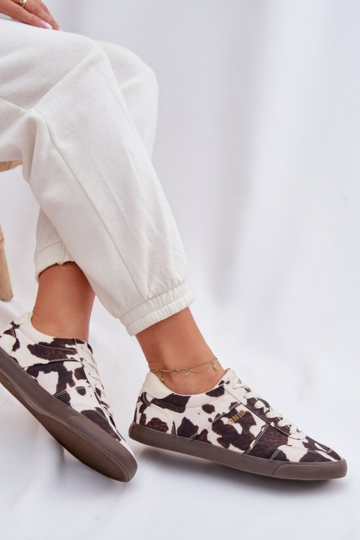 À modalo de tênis Feminino EM Łaty Big Star TT274369 Branco-cor marrom