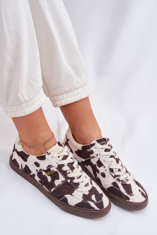 À modalo de tênis Feminino EM Łaty Big Star TT274369 Branco-cor marrom