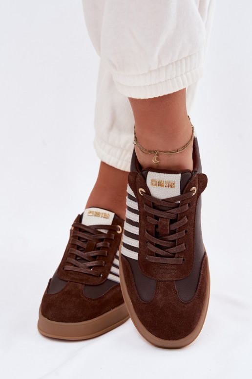 À modalo de tênis FemininoHabilitadoturalnej Skóry I de camurçau Big Star TT274715 CzekoladoParae