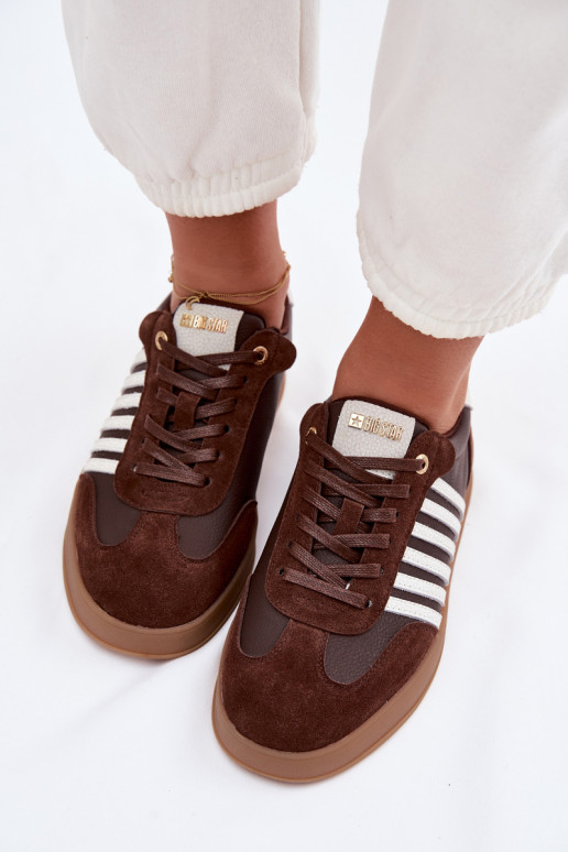 À modalo de tênis FemininoHabilitadoturalnej Skóry I de camurçau Big Star TT274715 CzekoladoParae