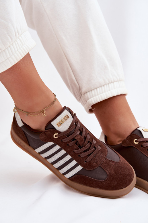 À modalo de tênis FemininoHabilitadoturalnej Skóry I de camurçau Big Star TT274715 CzekoladoParae