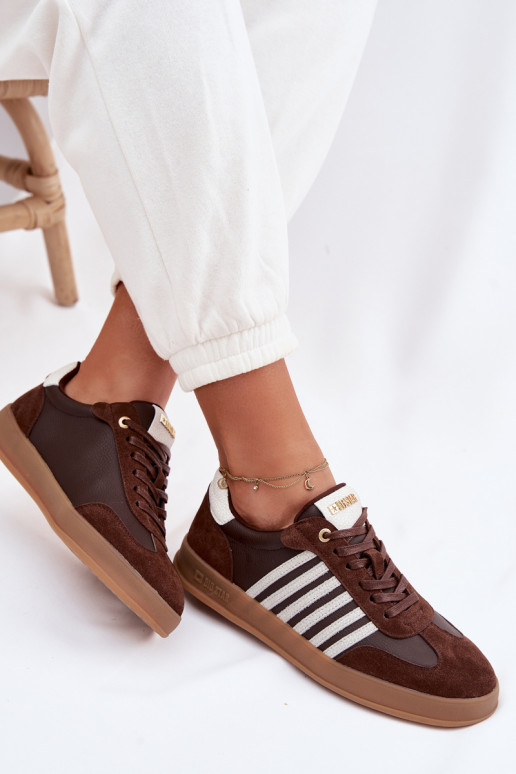 À modalo de tênis FemininoHabilitadoturalnej Skóry I de camurçau Big Star TT274715 CzekoladoParae