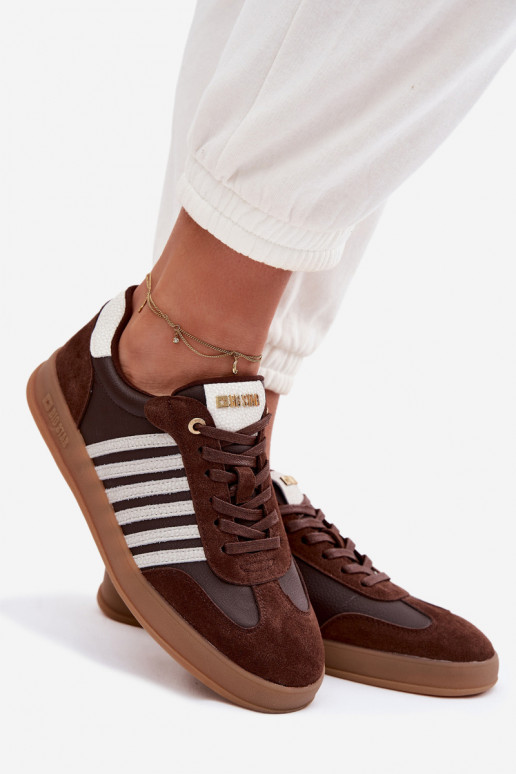 À modalo de tênis FemininoHabilitadoturalnej Skóry I de camurçau Big Star TT274715 CzekoladoParae