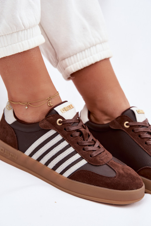 À modalo de tênis FemininoHabilitadoturalnej Skóry I de camurçau Big Star TT274715 CzekoladoParae