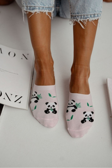 Meias de micropoliéster femininas Panda Bear rosas