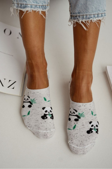 Meias de micropoliéster femininas Panda Bear cinzas
