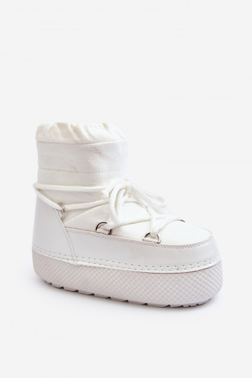 Botas femininas de neve brancas com detalhes estilosos