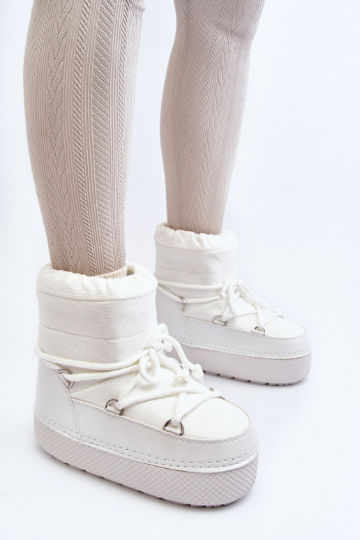 Feminino Botas de neve com detalhes elegantes cor branca Toolsa