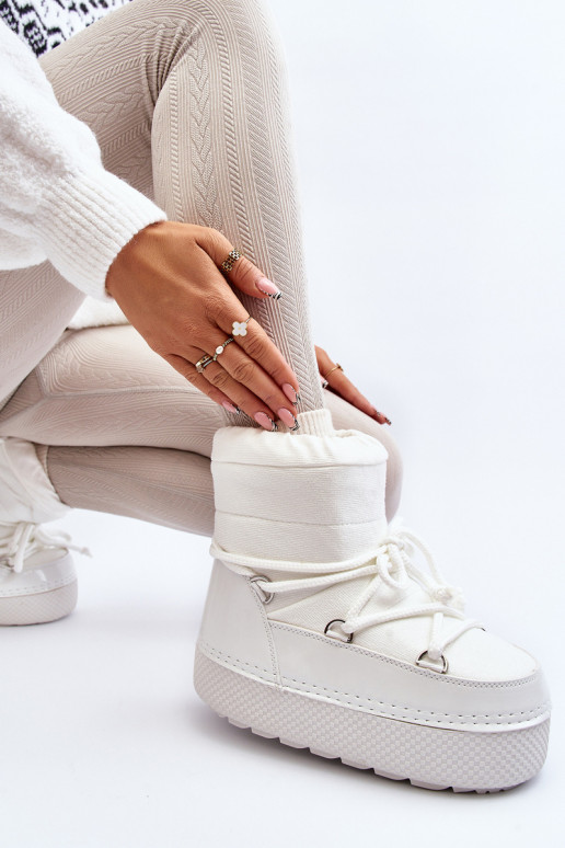 Feminino Botas de neve com detalhes elegantes cor branca Toolsa