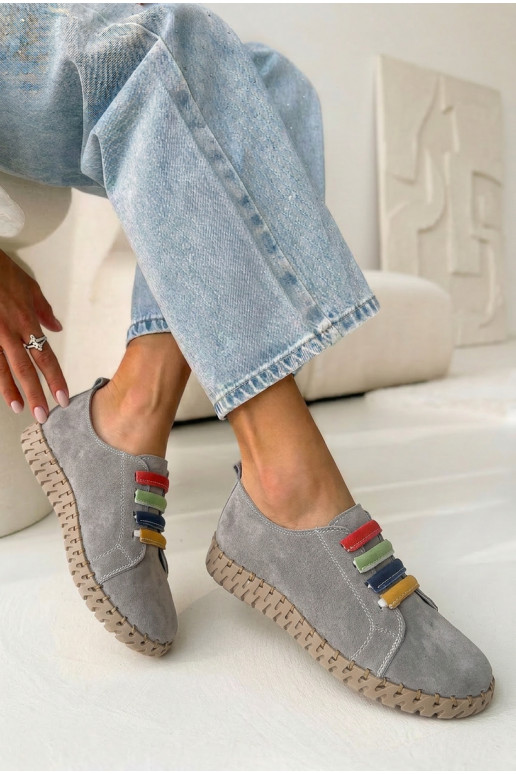 Pele de camurça sapato Feminino Vinceza 95377 cor cinza