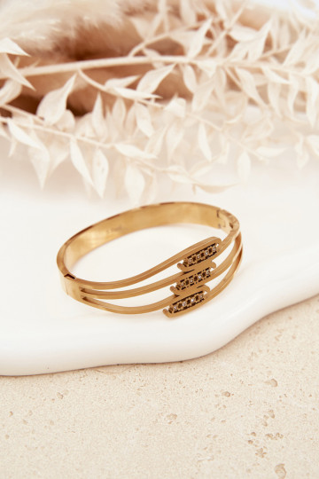 Feminino Um bracelete de aço inoxidável cor dourada 2