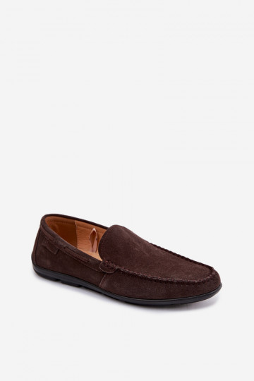 Mocassins masculinos de camurça Big Star TT174202 na cor chocolate