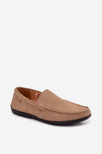 Mocassins masculinos de camurça Big Star TT174201 na cor areia