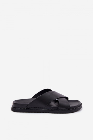 Chinelos de couro para homens Big Star TT174217 cor preta 2