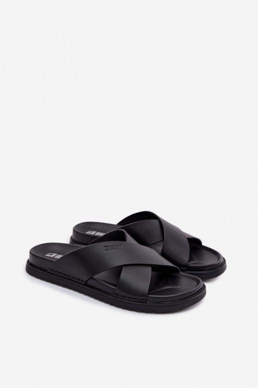 Chinelos de couro para homens Big Star TT174217 cor preta