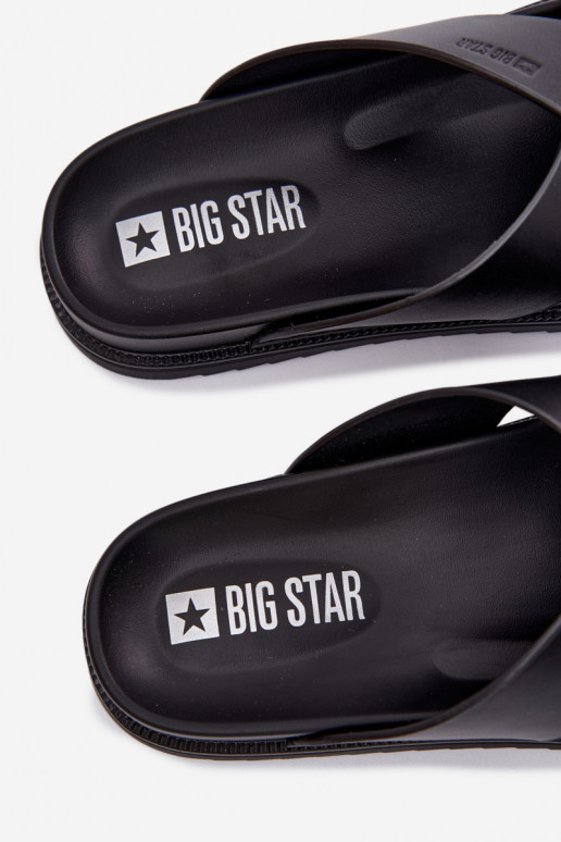 Chinelos de couro para homens Big Star TT174217 cor preta