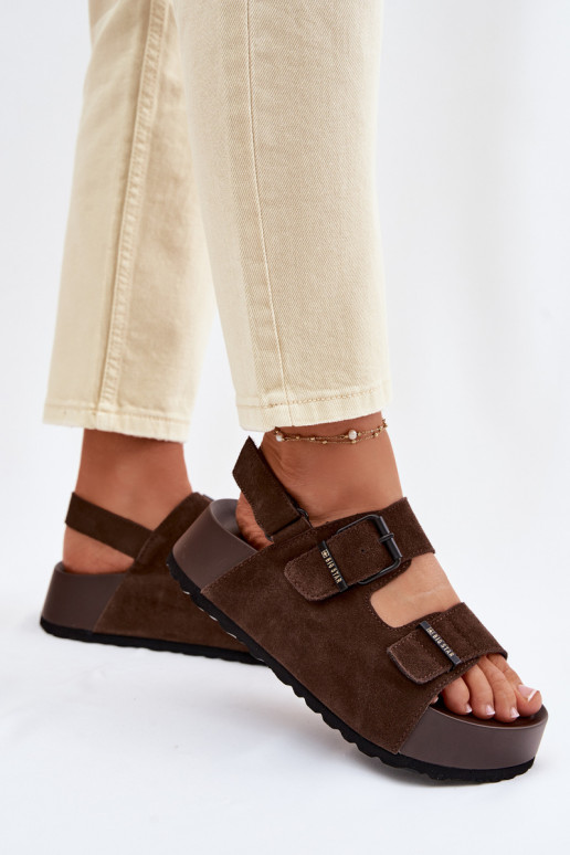 Sandálias de camurça com uma plataforma Big Star TT274236 CzekoladoParae