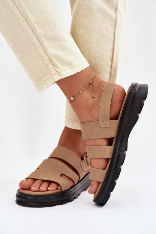 Sandálias femininas de camurça Big Star TT274482 bege